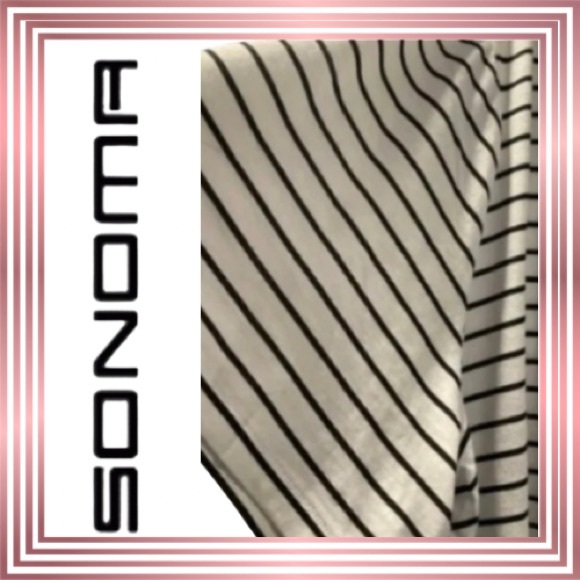 EUC! SONOMA Everyday Tee Plus V-neck tshirt white/black stripes - Picture 2 of 3